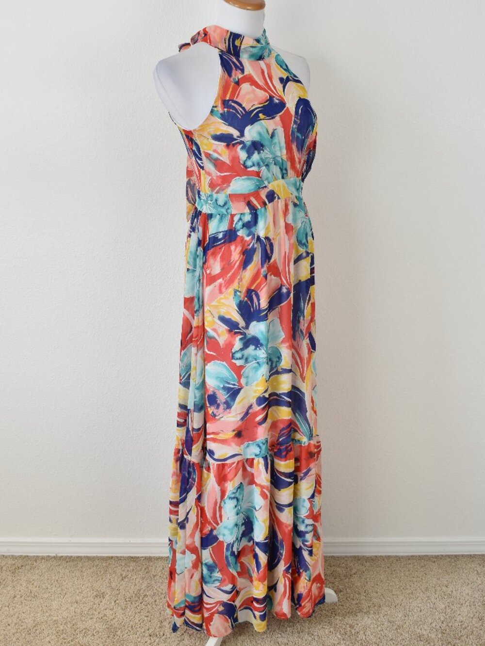 Tahari Arthur S Levine Chiffon Floral Maxi Dress - 4 - Picture 10 of 11